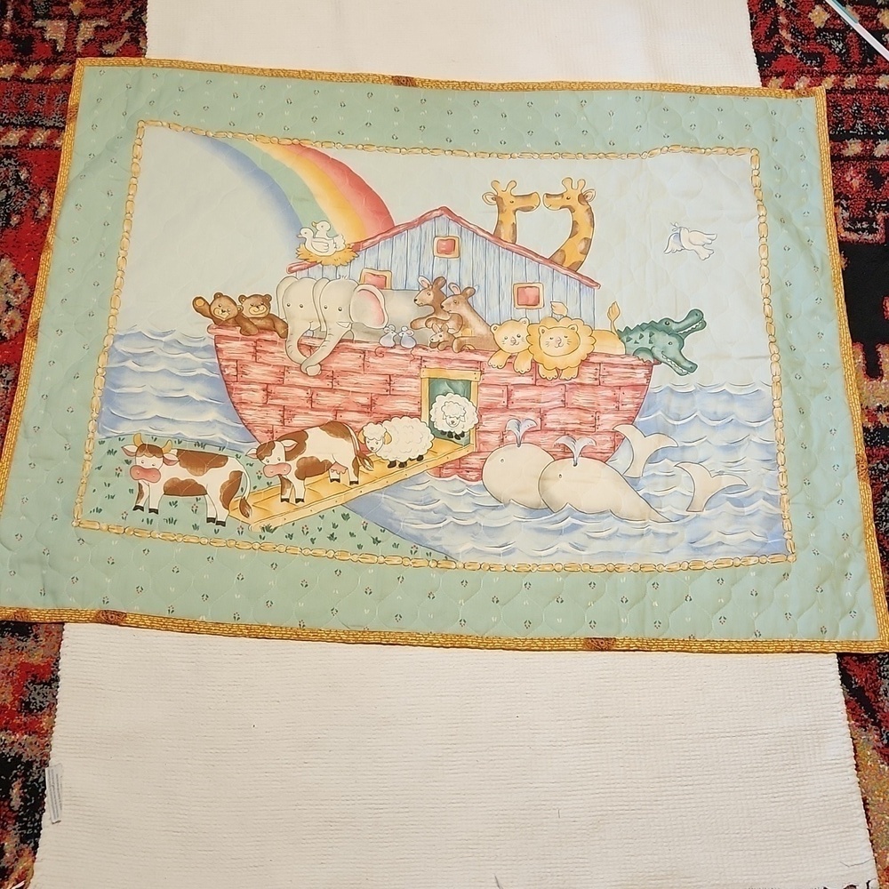 NEW,Handmade Noah's Ark baby quilted  blanket.